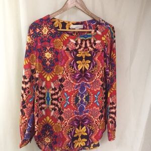 Ann Taylor Loft red floral blouse